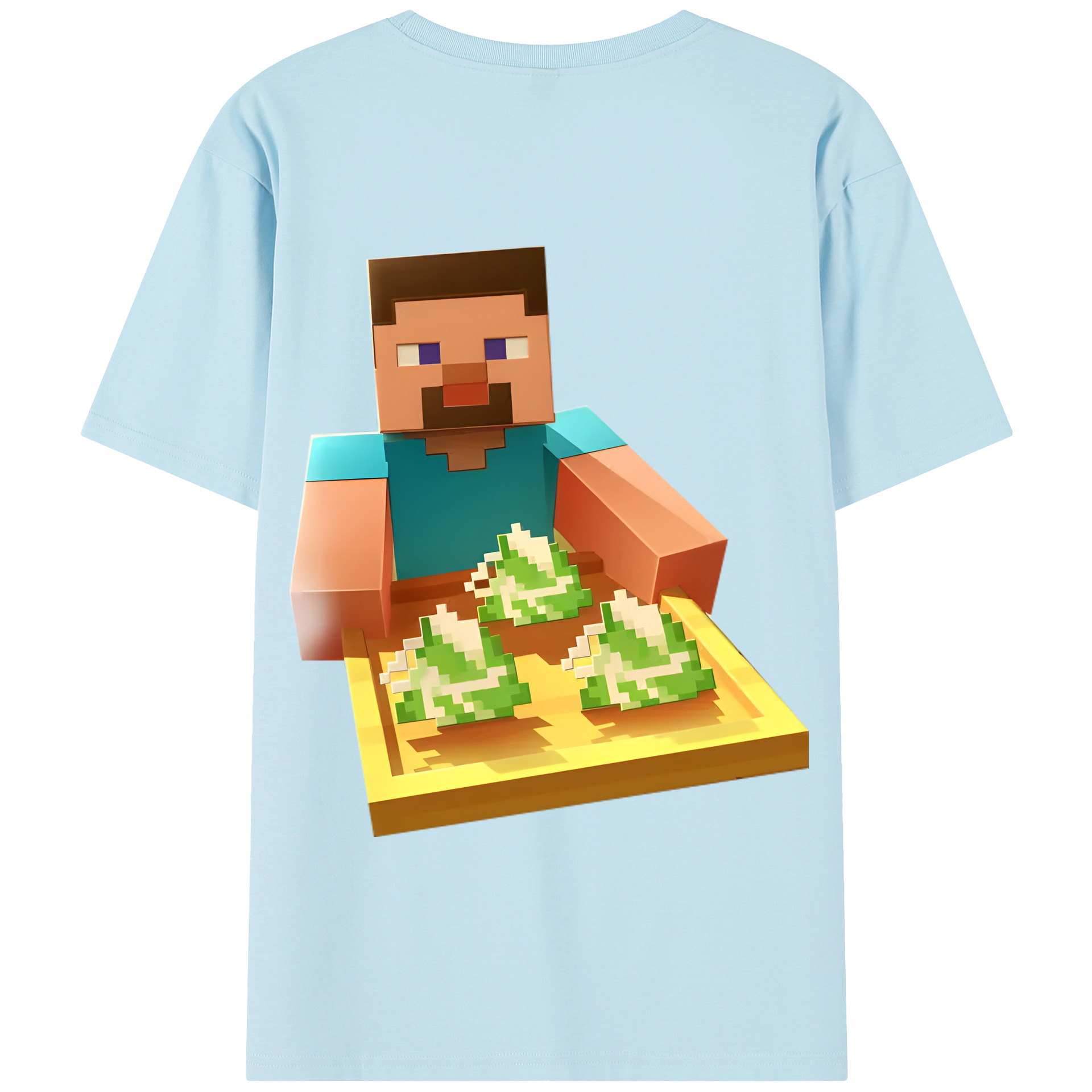 （画像用） マインクラフト ブロックの世界 Minecraft MC Block world 綿100％半袖Tシャツ（背面プリント）